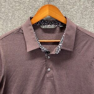 7 Diamonds Polo Shirt Mens Small Purple Preppy Performance Short Sleeve